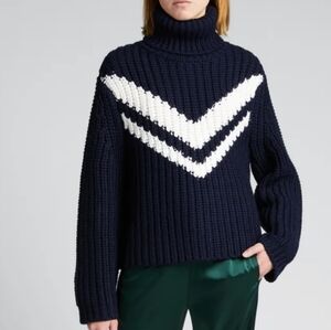 Tory Burch Sport Merino Chevron Turtleneck Sweater